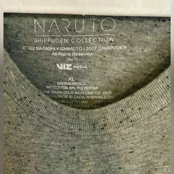 Rare! 2002 Naruto Shippuden Kakashi Textured Grey Graphic Crew Neck Tee Men's XL - Picture 2 of 4